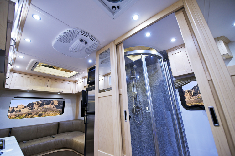 Bathroom in a motorhome. What to pack for a motorhome holiday